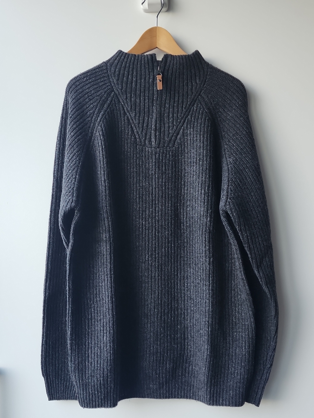 BNWT Aran Sweater Market 100% Lambswool Fisherman's Knit Zip Collar Sweater